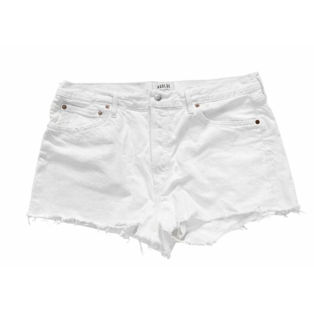 Agolde Parker White Denim Jean Shorts Size 31 White Cut Off High Rise NEW - Picture 2 of 3